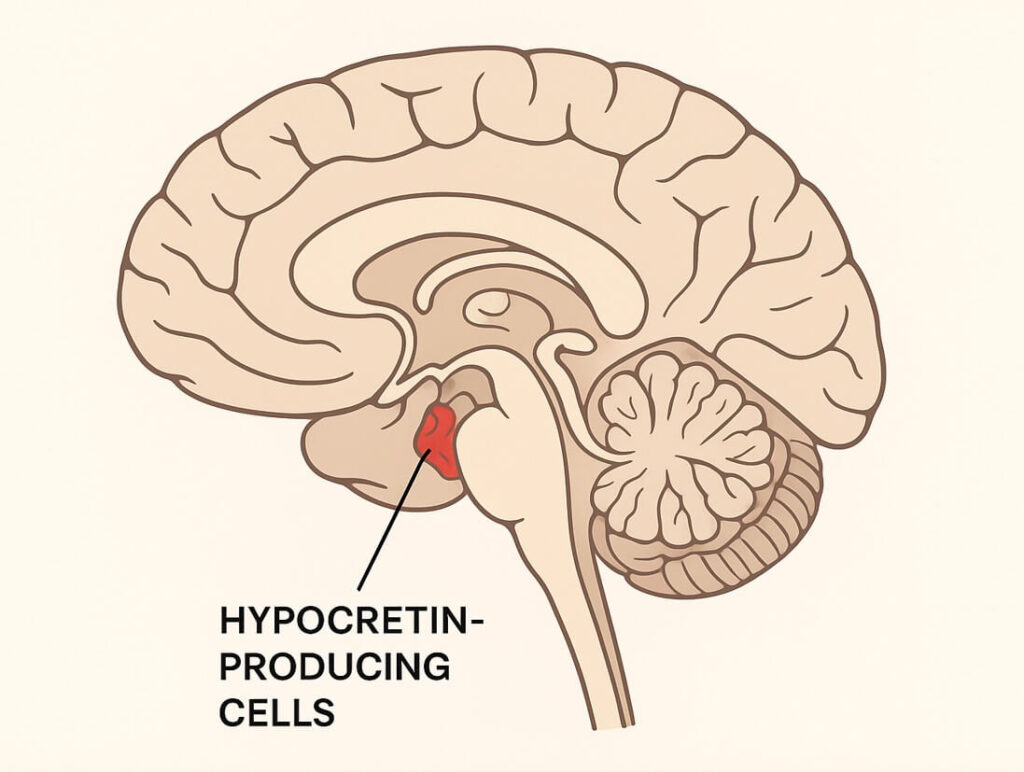 기면증 원인을 설명하는 뇌의 시상하부 하이포크레틴 신경세포.